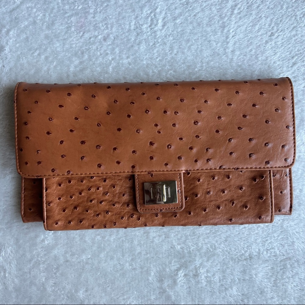 Ostrich style Brown Clutch